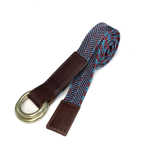 Ceinture Kumihimo - bleu et rouge foncé, Sasanami-gumi, DOMYO